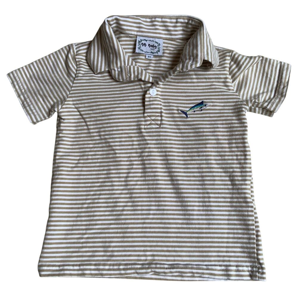 BB Baby‎ swordfish tan and white stripe polo shirt size 3T